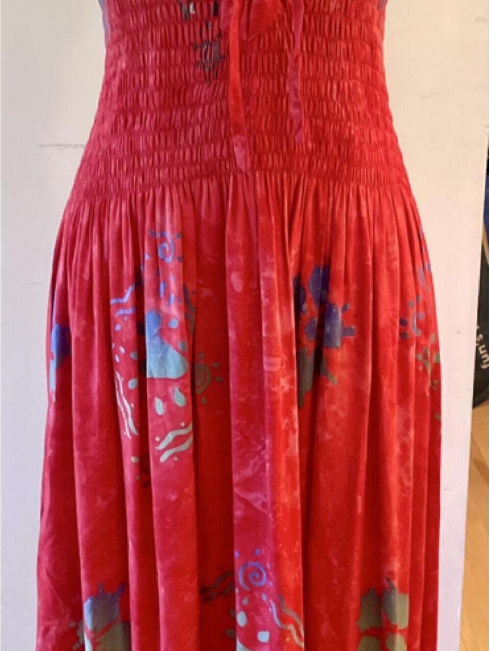 Vintage Red Bali Batik Summer Dress